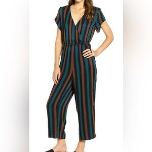 Madewell Stripe Short Sleeve Wrap Wool Blend Jumpsuit Size 0